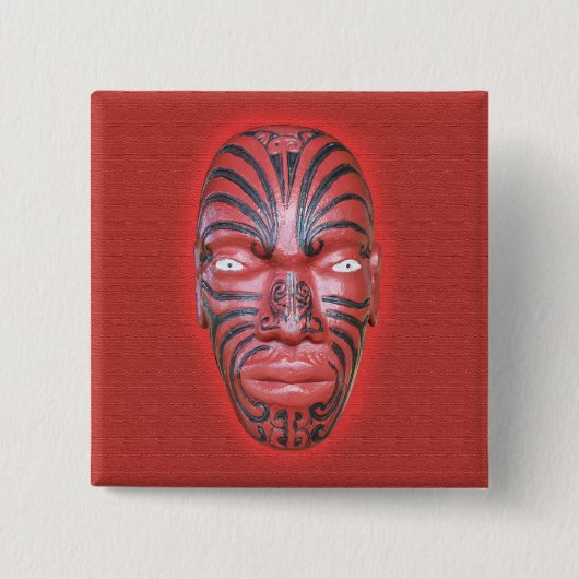 Maori War Canoe Figurehead - Button (Voorkant)