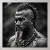 Maori Warrior Chief met gezicht Tattoos Poster (Voorkant)