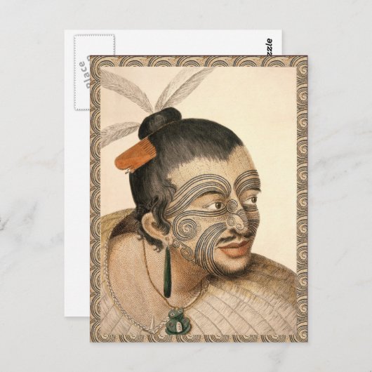 Maori Warrior rond 1784 Briefkaart (Voorkant / Achterkant)