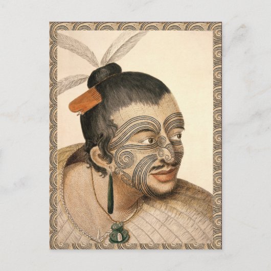 Maori Warrior rond 1784 Briefkaart (Voorkant)