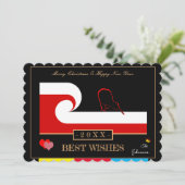 Maori Wave & Zealand Flag Happy New Year wil Feestdagenkaart (Staand voorkant)