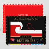 Maori Wave & Zealand Flag Happy New Year wil Feestdagenkaart (Voorkant / Achterkant)