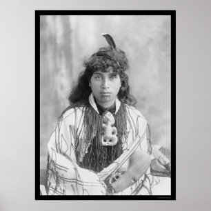 Maori Woman uit Rotorua Nieuw-Zeeland 1895 Poster