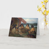 Maoris Plaiting Flax-manden, door G. Lindauer Kaart (Gele Bloem)