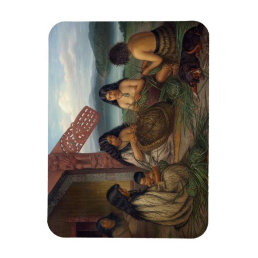 Maoris Plaiting Flax-manden, door G. Lindauer Magneet (Verticaal)