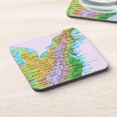 Map Appalachian Mountains East Coast US Foto Bier Onderzetter (Linkerzijde)