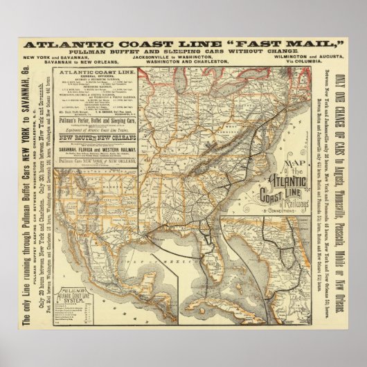 Map Atlantic Coast Poster (Voorkant)