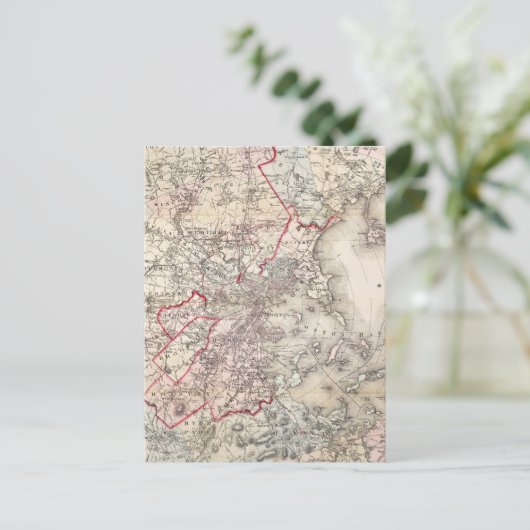 Map: Boston, 1883 Briefkaart (Staand voorkant)