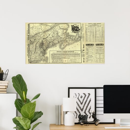 Map Boston en Maine Railroad 2 Poster (Thuiskantoor)