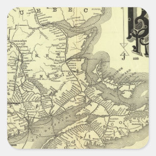 Map Boston en Maine Railroad 2 Vierkante Sticker