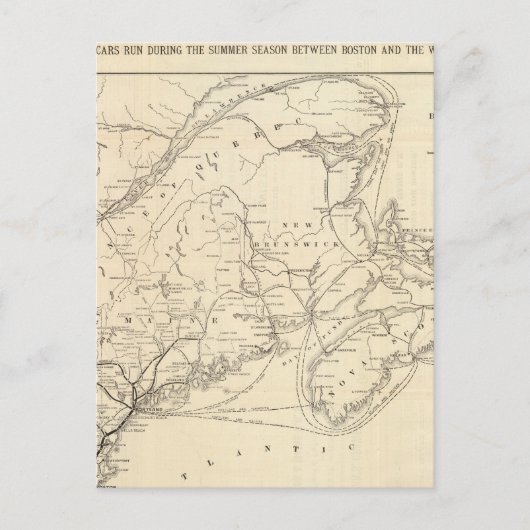 Map Boston en Maine Railroad Briefkaart (Voorkant)