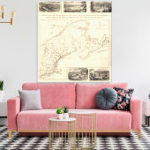 Map Boston en Maine Railroad Canvas Afdruk (Insitu (Woonkamer))