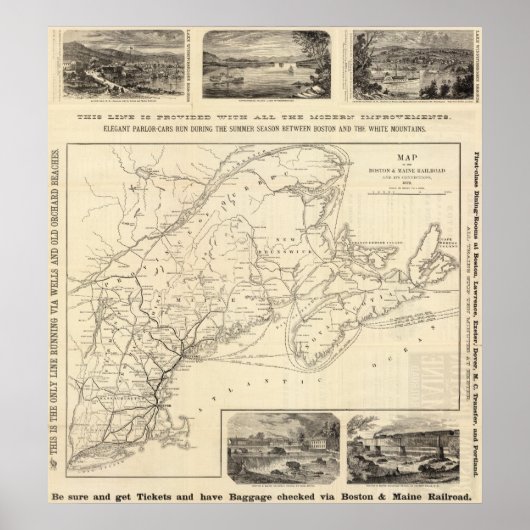 Map Boston en Maine Railroad Poster (Voorkant)