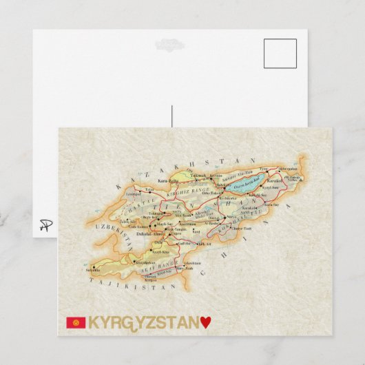 MAP BRIEFKAARTEN & Kirgizië (Voorkant / Achterkant)