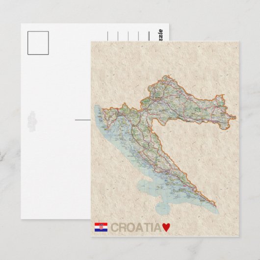 MAP BRIEFKAARTEN Kroatië (Voorkant / Achterkant)