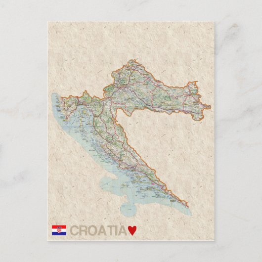 MAP BRIEFKAARTEN Kroatië (Voorkant)