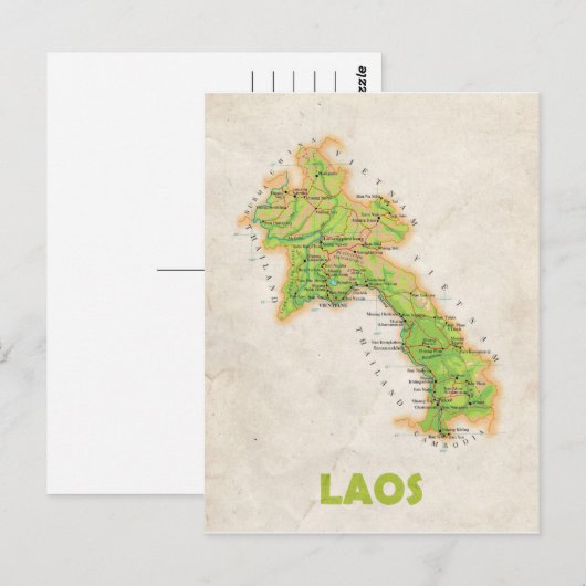 MAP BRIEFKAARTEN & Laos (Voorkant / Achterkant)