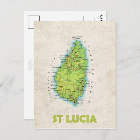 MAP BRIEFKAARTEN & Saint Lucia (Voorkant / Achterkant)