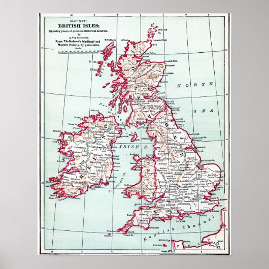 MAP: BRITISH ISLES, c1890 Poster (Voorkant)