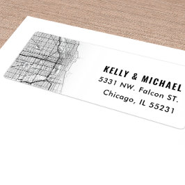 Map Chicago City Thema | Retourlabel Etiket