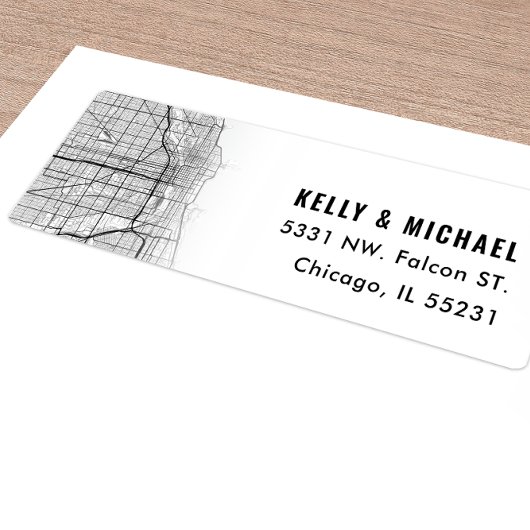 Map Chicago City Thema | Retourlabel Etiket