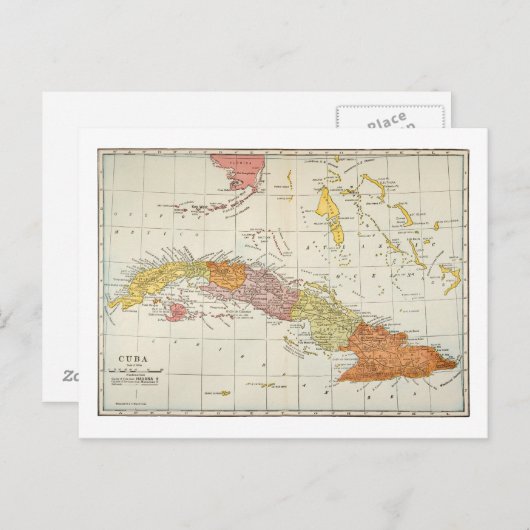 MAP: CUBA, 1900 BRIEFKAART (Voorkant / Achterkant)