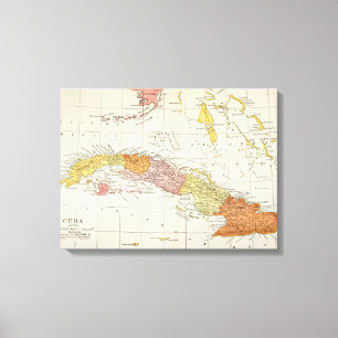 MAP: CUBA, 1900 CANVAS AFDRUK