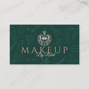 MAP DOOR   Beauty Charms Green & Roze Makeup Logo Visitekaartje