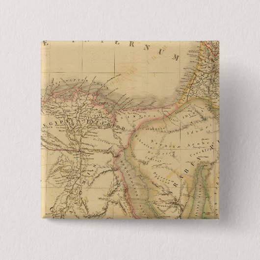 Map Egypte, Palestina en Arabië Vierkante Button 5,1 Cm (Voorkant)