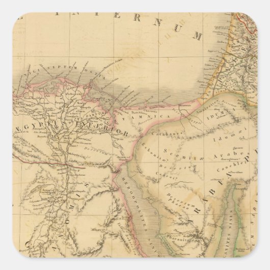 Map Egypte, Palestina en Arabië Vierkante Sticker (Voorkant)
