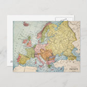MAP: EUROPA, 1885 BRIEFKAART (Voorkant / Achterkant)