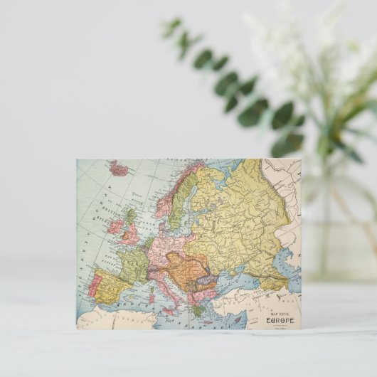 MAP: EUROPA, 1885 BRIEFKAART (Staand voorkant)