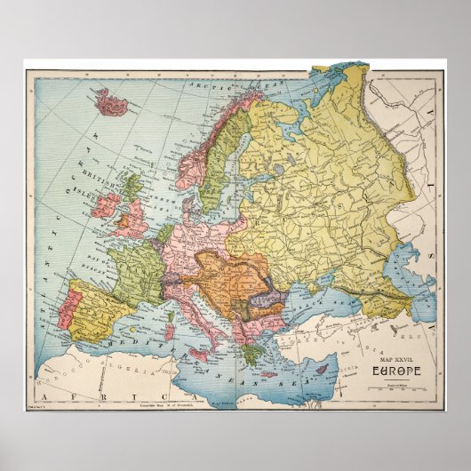 MAP: EUROPA, 1885 POSTER (Voorkant)