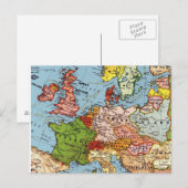 Map Europe France Scotland Ireland Meer Briefkaart (Voorkant / Achterkant)
