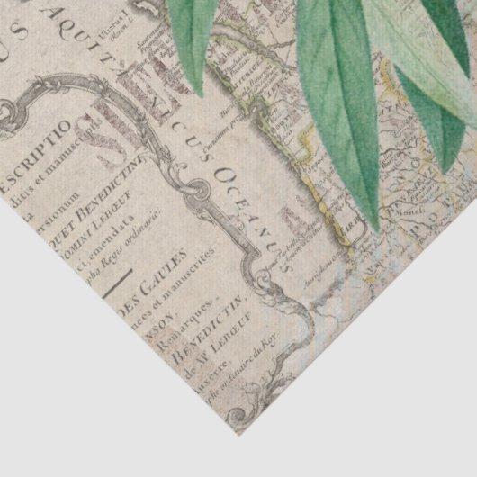 Map France Olive Branch  Franse ontkoppeling Tissuepapier (Detail)