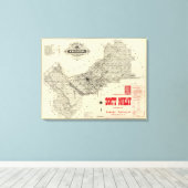 Map Fresno County, Californië Canvas Afdruk (Insitu (Houten vloer))