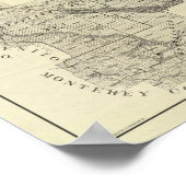 Map Fresno County, Californië Poster (Hoek)