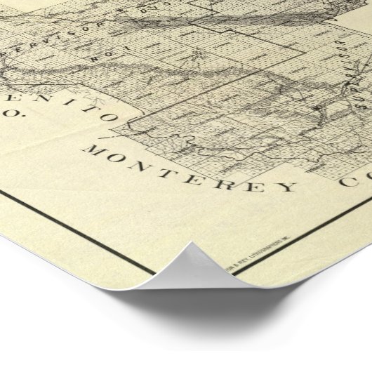 Map Fresno County, Californië Poster (Hoek)