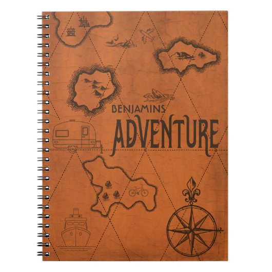 Map Geography Adventure Monogram Travel Notitieboek (Voorkant)