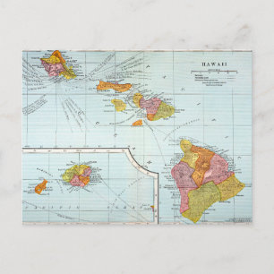 Map: Hawaii, 1905 Briefkaart