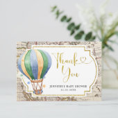  Map Hot Air Ballon Adventure Baby shower Bedankkaart (Staand voorkant)
