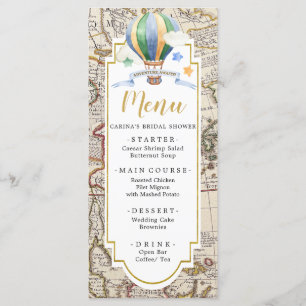 Map Hot Air Ballon Adventure Baby shower Menu