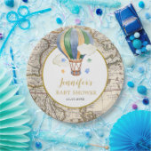 Map Hot Air Ballon Adventure Baby shower Papieren Bordje (Feest)