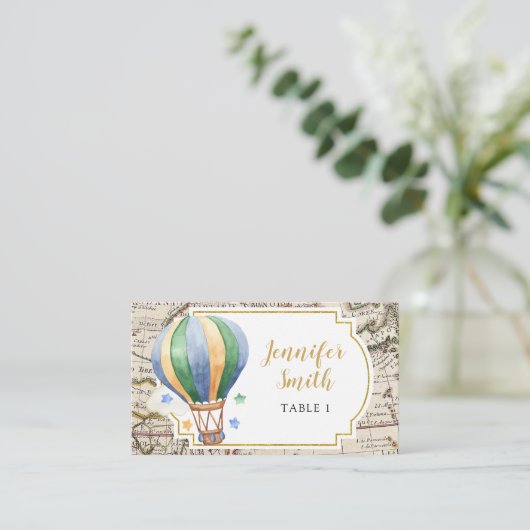  Map Hot Air Ballon Adventure Baby shower Plaatskaartje (Staand voorkant)