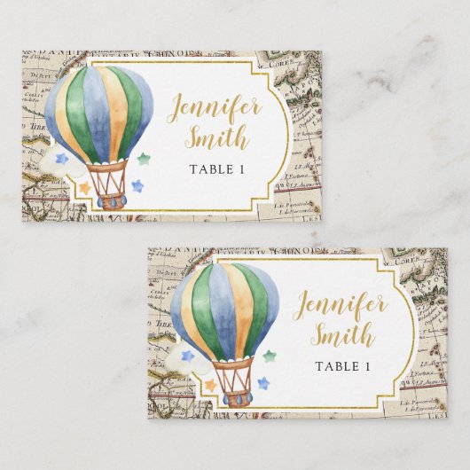  Map Hot Air Ballon Adventure Baby shower Plaatskaartje (Voorkant / Achterkant)