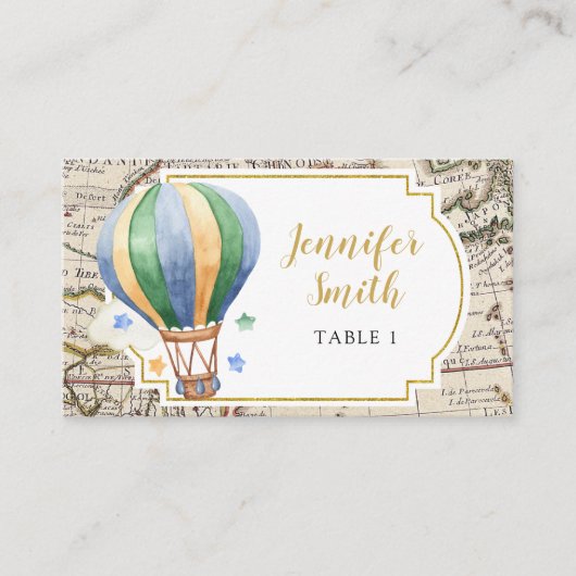  Map Hot Air Ballon Adventure Baby shower Plaatskaartje (Voorkant)