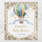  Map Hot Air Ballon Adventure Baby shower Wijn Etiket (Enkel label)