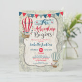  Map Hot Air Ballon Boy Baby shower Kaart (Staand voorkant)