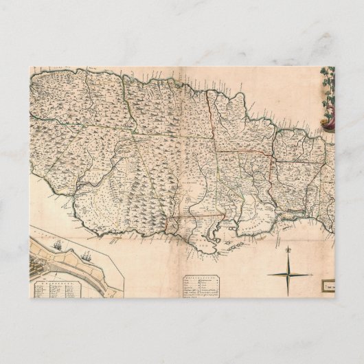 MAP: JAMAICA, 1755 2 BRIEFKAART (Voorkant)