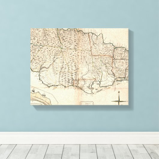 MAP: JAMAICA, 1755 2 CANVAS AFDRUK (Insitu (Houten vloer))